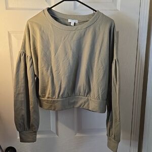 Abound Olive Green Puff Sleeve Sweatshirt